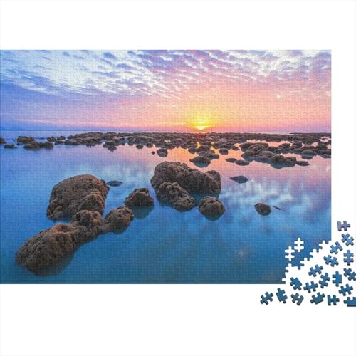 Küstensonnenuntergang Puzzles 1000 Teile Schwer Puzzle Spielzeug Lernspiel Impossible Rosa Lila Himmel Herausforderungsspielzeug Für Erwachsene Kinder 1000pcs (75x50cm) von CCIZFMQ