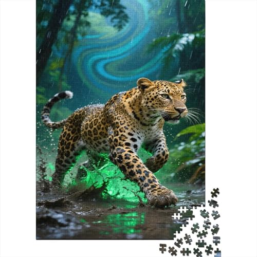 Leopard Puzzle 1000 Teile Schwer Puzzle Spielzeug Lernspiel Impossible Regenwald Herausforderungsspielzeug Für Erwachsene Und Kinder in Bewährter 1000pcs (75x50cm) von CCIZFMQ