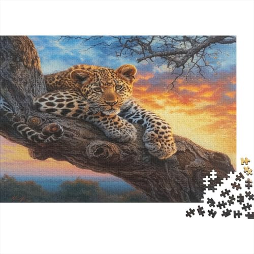 Leopard Puzzles 1000 Teile Schwer Puzzle Spielzeug Lernspiel Impossible Sonnenuntergang Himmel Herausforderung Spielzeug Für Erwachsene Und Kinder Ab 12 Jahren 1000pcs (75x50cm) von CCIZFMQ