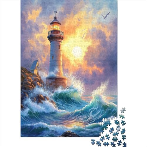 Leuchtturm Puzzle 1000 Teile Schwer Puzzle Spielzeug Pädagogisches Spiel Impossible Sea Wave Sunset Herausforderungsspielzeug Für Erwachsene Und Kinder in Bewährter 1000pcs (75x50cm) von CCIZFMQ