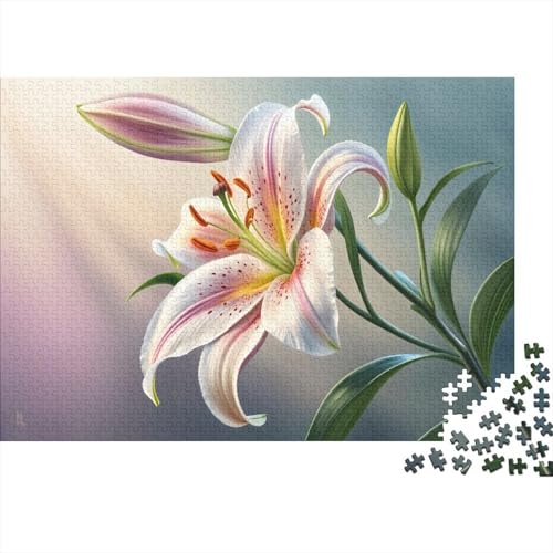 Lilie Puzzle 1000 Teile Schwer Puzzle Spielzeug Pädagogisches Spiel Impossible Green Leaf Herausforderungsspielzeug Für Erwachsene Und Kinder Ab 12 Jahren 1000pcs (75x50cm) von CCIZFMQ