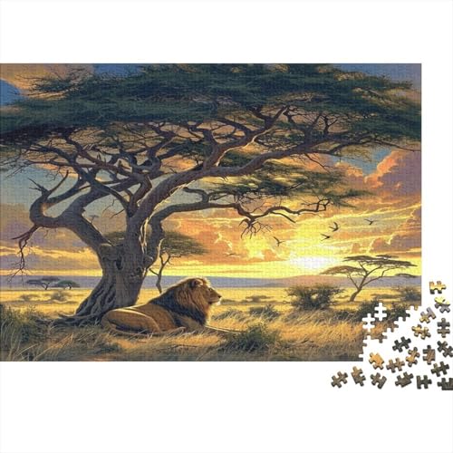 Löwen Puzzle 1000 Teile Schwer Puzzle Spielzeug Pädagogisches Spiel Impossible Sonnenuntergang Grasland Herausforderung Spielzeug Für Erwachsene Und Kinder in Bewährter 1000pcs (75x50cm) von CCIZFMQ