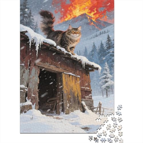 Maine Coon Puzzle 1000-teilige Schwer Puzzle Spielzeug Lernspiel Impossible Snow Berg Flame Herausforderungsspielzeug Für Erwachsene Und Kinder Ab 12 Jahren 1000pcs (75x50cm) von CCIZFMQ
