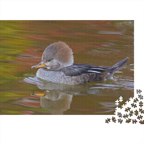 Merganser mit Kapuze Puzzle 1000 Teile Schwer Puzzle Spielzeug Lernspiel Impossible Bunte Wasserwellen Herausforderung Spielzeug Für Erwachsene Und Kinder in Bewährter 1000pcs (75x50cm) von CCIZFMQ