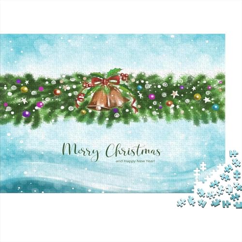 Merry Weihnachten Puzzles 1000 Teile Schwer Puzzle Spielzeug Lernspiel Impossible Pine Branch Glocke Herausforderung Spielzeug Für Erwachsene Und Kinder in Bewährter 1000pcs (75x50cm) von CCIZFMQ