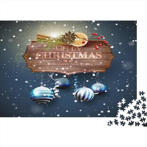 Merry Weihnachten Puzzles 1000 Teile Schwer Puzzle Spielzeug Pädagogisches Spiel Impossible Bunte Kugeldekoration Herausforderung Spielzeug Für Erwachsene Und Kinder Ab 12 Jahren 1000pcs (75x50cm) von CCIZFMQ