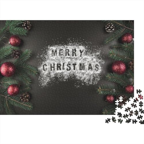 Merry Weihnachten Puzzles 1000-teilige Schwer Puzzle Spielzeug Lernspiel Impossible Kiefernzweige Herausforderungsspielzeug Für Erwachsene Und Kinder in Bewährter 1000pcs (75x50cm) von CCIZFMQ