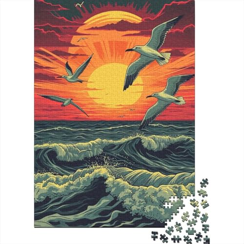 Möwe Puzzle 1000-teilige Schwer Puzzle Spielzeug Lernspiel Impossible Sunset Ozean Herausforderungsspielzeug Für Erwachsene Und Kinder Ab 14 Jahren 1000pcs (75x50cm) von CCIZFMQ