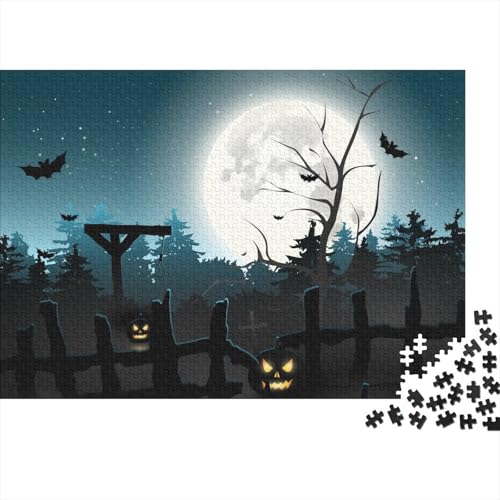 Mondbeleuchtete Nacht Puzzle 1000 Teile Schwer Puzzle Spielzeug Lernspiel Impossible Halloween Fledermaus Herausforderung Spielzeug Für Erwachsene Und Kinder Ab 12 Jahren 1000pcs (75x50cm) von CCIZFMQ