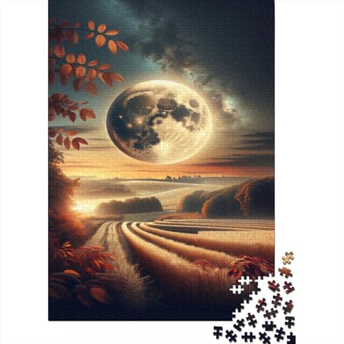 Mondlicht Landschaft Puzzle 1000-teilige Schwer Puzzle Spielzeug Pädagogisches Spiel Impossible Weizenfeld Herausforderungsspielzeug Für Erwachsene Und Kinder Ab 14 Jahren 1000pcs (75x50cm) von CCIZFMQ