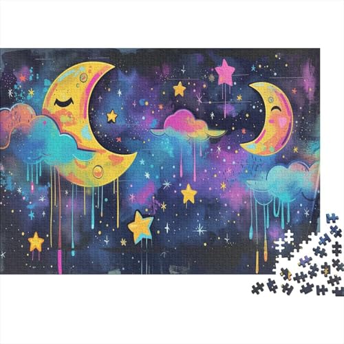 Mondsterne Puzzles 1000 Teile Schwer Puzzle Spielzeug Lernspiel Impossible Cartoon Sternenhimmel Herausforderungsspielzeug Für Erwachsene Kinder 1000pcs (75x50cm) von CCIZFMQ