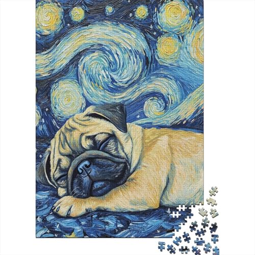 Mops Puzzle 1000 Teile Schwer Puzzle Spielzeug Lernspiel Impossible Art Hund Herausforderung Spielzeug Für Erwachsene Und Kinder in Bewährter 1000pcs (75x50cm) von CCIZFMQ