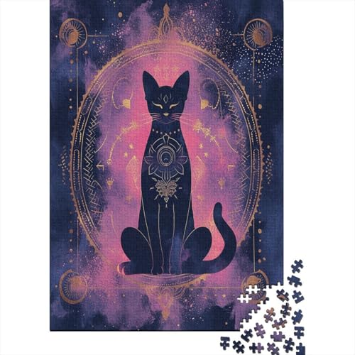 Mystical Schwarze Katze Puzzle 1000 Teile Schwer Puzzle Spielzeug Lernspiel Impossible Herausforderungsspielzeug Für Erwachsene Und Kinder Ab 14 Jahren 1000pcs (75x50cm) von CCIZFMQ