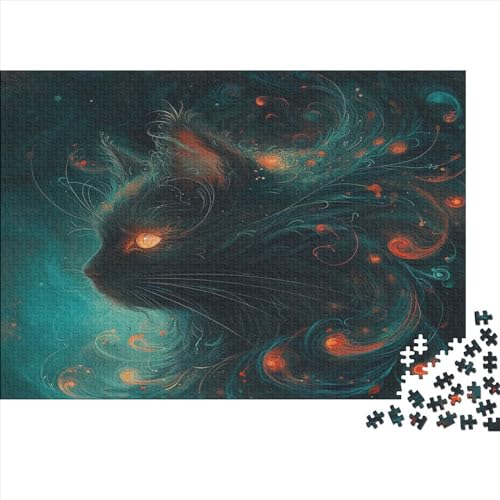 Mystische Schwarze Katze Puzzle 1000 Teile Schwer Puzzle Spielzeug Pädagogisches Spiel Impossible Abstract Art Herausforderungsspielzeug Für Erwachsene Und Kinder in Bewährter 1000pcs (75x50cm) von CCIZFMQ