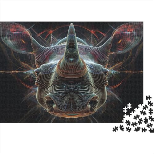 Nashörner Puzzle 1000 Teile Schwer Puzzle Spielzeug Pädagogisches Spiel Impossible Abstrakte Kunst Herausforderung Spielzeug Für Erwachsene Und Kinder in Bewährter 1000pcs (75x50cm) von CCIZFMQ