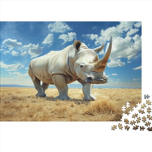 Nashorn Puzzles 1000 Teile Schwer Puzzle Spielzeug Lernspiel Impossible Baumast Herausforderung Spielzeug Für Erwachsene Und Kinder in Bewährter 1000pcs (75x50cm) von CCIZFMQ
