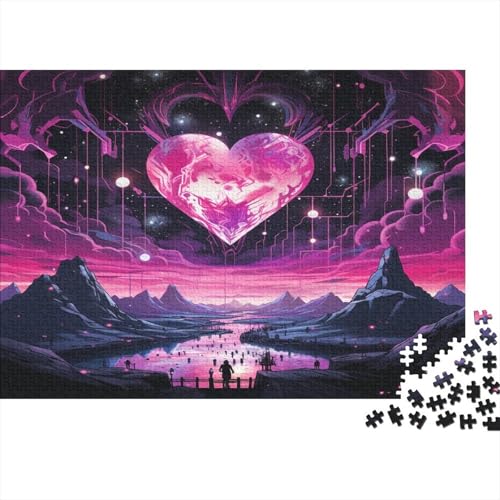 Neon Universum Herz Puzzle 1000 Teile Schwer Puzzle Spielzeug Lernspiel Impossible Herausforderung Spielzeug Für Erwachsene Und Kinder in Bewährter 1000pcs (75x50cm) von CCIZFMQ