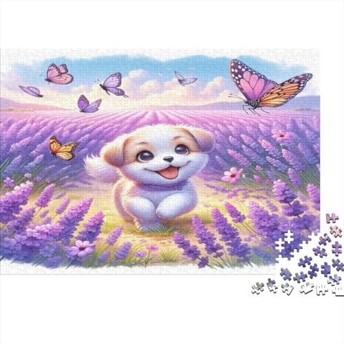 Netter Hund Puzzle 1000-teilige Schwer Puzzle Spielzeug Lernspiel Impossible Lavender Field Herausforderungsspielzeug Für Erwachsene Und Kinder Ab 12 Jahren 1000pcs (75x50cm) von CCIZFMQ