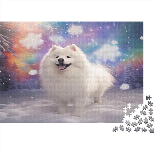 Netter Hund Puzzle 1000-teilige Schwer Puzzle Spielzeug Lernspiel Impossible Träumiger Schnee Herausforderung Spielzeug Für Erwachsene Kinder 1000pcs (75x50cm) von CCIZFMQ