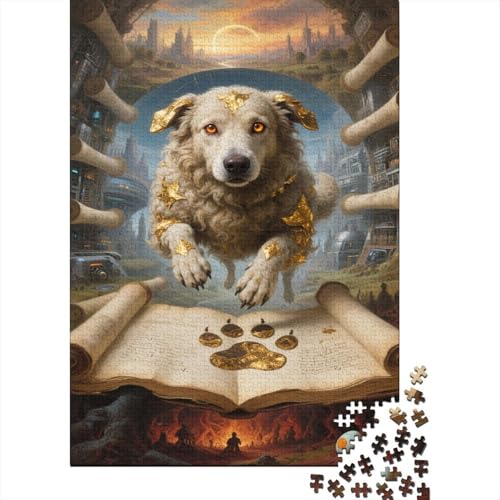 Netter Hund Puzzle 1000-teilige Schwer Puzzle Spielzeug Pädagogisches Spiel Impossible Alte Scroll Herausforderungsspielzeug Für Erwachsene Und Kinder Ab 12 Jahren 1000pcs (75x50cm) von CCIZFMQ