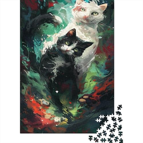 Niedliche Katze Puzzle 1000 Teile Schwer Puzzle Spielzeug Lernspiel Impossible Abstract Art Herausforderungsspielzeug Für Erwachsene Und Kinder Ab 14 Jahren 1000pcs (75x50cm) von CCIZFMQ
