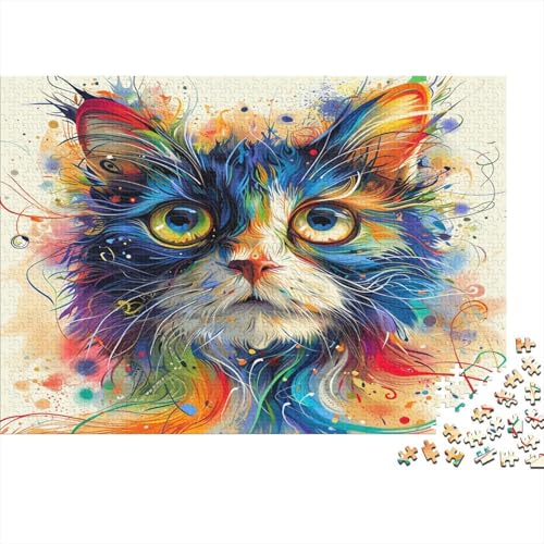 Niedliche Katze Puzzle 1000 Teile Schwer Puzzle Spielzeug Lernspiel Impossible Abstract bunt Herausforderung Spielzeug Für Erwachsene Kinder 1000pcs (75x50cm) von CCIZFMQ
