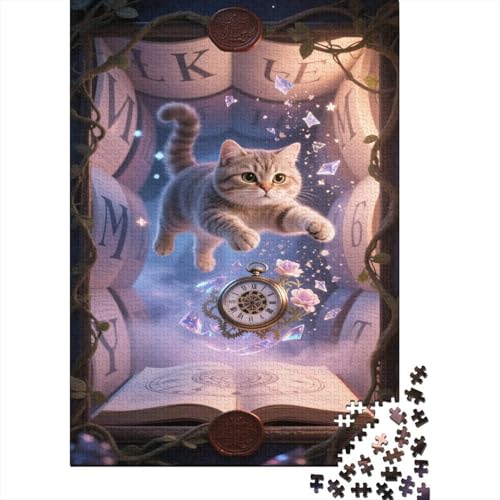 Niedliche Katze Puzzle 1000 Teile Schwer Puzzle Spielzeug Lernspiel Impossible Magische Bücher Herausforderung Spielzeug Für Erwachsene Und Kinder in Bewährter 1000pcs (75x50cm) von CCIZFMQ