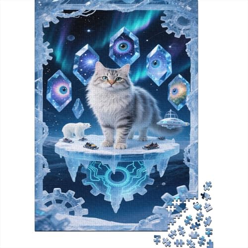 Niedliche Katze Puzzle 1000 Teile Schwer Puzzle Spielzeug Lernspiel Impossible Universe Arctic Herausforderungsspielzeug Für Erwachsene Kinder 1000pcs (75x50cm) von CCIZFMQ
