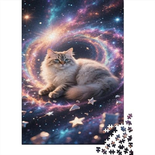 Niedliche Katze Puzzle 1000 Teile Schwer Puzzle Spielzeug Lernspiel Impossible kosmische Galaxie Herausforderungsspielzeug Für Erwachsene Und Kinder in Bewährter 1000pcs (75x50cm) von CCIZFMQ