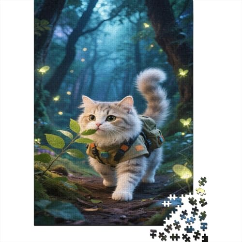 Niedliche Katze Puzzle 1000 Teile Schwer Puzzle Spielzeug Pädagogisches Spiel Impossible Der verzauberte Wald Herausforderungsspielzeug Für Erwachsene Und Kinder Ab 12 Jahren 1000pcs (75x50cm) von CCIZFMQ