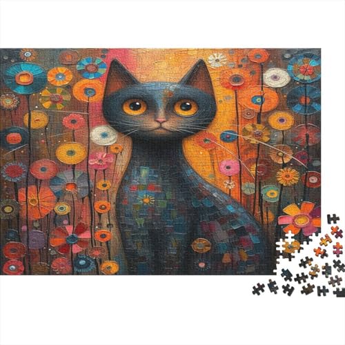 Niedliche Katze Puzzle 1000-teilige Schwer Puzzle Spielzeug Lernspiel Impossible Abstrakte Kunst Herausforderungsspielzeug Für Erwachsene Und Kinder in Bewährter 1000pcs (75x50cm) von CCIZFMQ