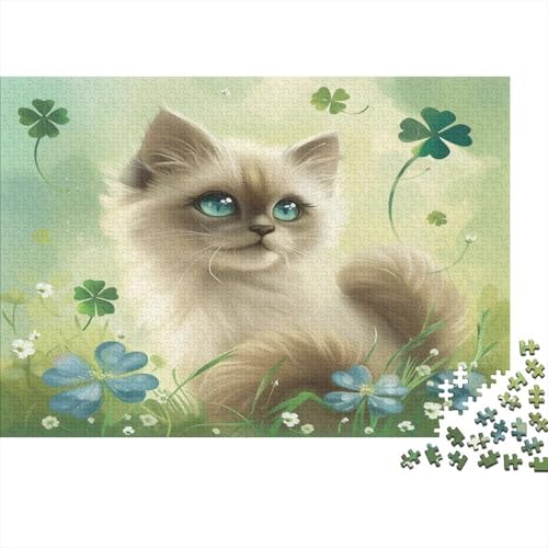 Niedliche Katze Puzzle 1000-teilige Schwer Puzzle Spielzeug Lernspiel Impossible Blue Eyed Katze Herausforderung Spielzeug Für Erwachsene Und Kinder Ab 14 Jahren 1000pcs (75x50cm) von CCIZFMQ