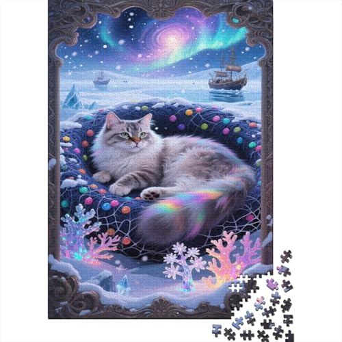 Niedliche Katze Puzzle 1000-teilige Schwer Puzzle Spielzeug Pädagogisches Spiel Impossible EIS Schnee Ozean Herausforderung Spielzeug Für Erwachsene Und Kinder Ab 14 Jahren 1000pcs (75x50cm) von CCIZFMQ