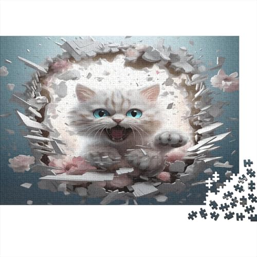 Niedliche Katze Puzzles 1000 Teile Schwer Puzzle Spielzeug Lernspiel Impossible Kätzchen Herausforderung Spielzeug Für Erwachsene Und Kinder Ab 14 Jahren 1000pcs (75x50cm) von CCIZFMQ