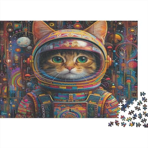 Niedliche Katze Puzzles 1000 Teile Schwer Puzzle Spielzeug Lernspiel Impossible Kostüm des Astronauten Herausforderungsspielzeug Für Erwachsene Kinder 1000pcs (75x50cm) von CCIZFMQ