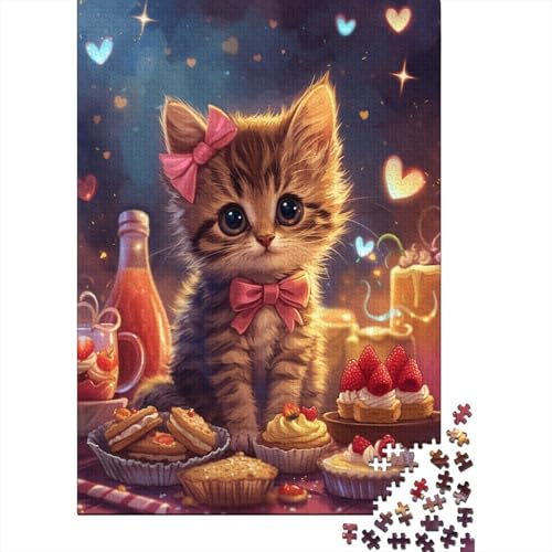 Niedliche Katze Puzzles 1000 Teile Schwer Puzzle Spielzeug Pädagogisches Spiel Impossible Dessert Herausforderungsspielzeug Für Erwachsene Und Kinder in Bewährter 1000pcs (75x50cm) von CCIZFMQ
