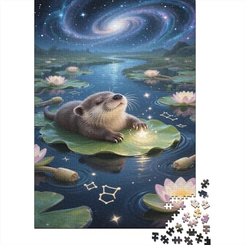 Otter Puzzle 1000 Teile Schwer Puzzle Spielzeug Lernspiel Impossible Wasserlile Teich Herausforderungsspielzeug Für Erwachsene Kinder 1000pcs (75x50cm) von CCIZFMQ