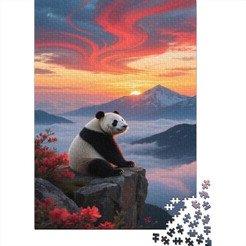Panda Puzzle 1000 Teile Schwer Puzzle Spielzeug Lernspiel Impossible Sunset Mountain Herausforderungsspielzeug Für Erwachsene Kinder 1000pcs (75x50cm) von CCIZFMQ