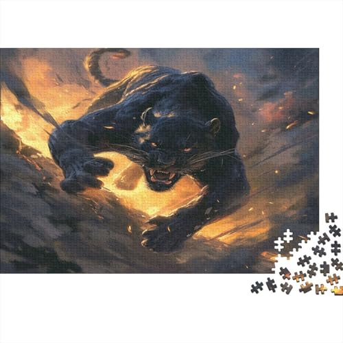 Panther Puzzle 1000-teilige Schwer Puzzle Spielzeug Lernspiel Impossible Flame Herausforderung Spielzeug Für Erwachsene Und Kinder Ab 12 Jahren 1000pcs (75x50cm) von CCIZFMQ