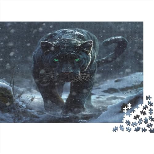 Panther Puzzles 1000 Teile Schwer Puzzle Spielzeug Pädagogisches Spiel Impossible Snowfield Herausforderung Spielzeug Für Erwachsene Kinder 1000pcs (75x50cm) von CCIZFMQ