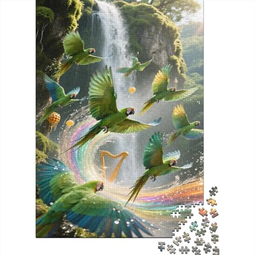 Papagei Puzzle 1000-teilige Schwer Puzzle Spielzeug Lernspiel Impossible Waldwasserfälle Herausforderungsspielzeug Für Erwachsene Und Kinder Ab 12 Jahren 1000pcs (75x50cm) von CCIZFMQ