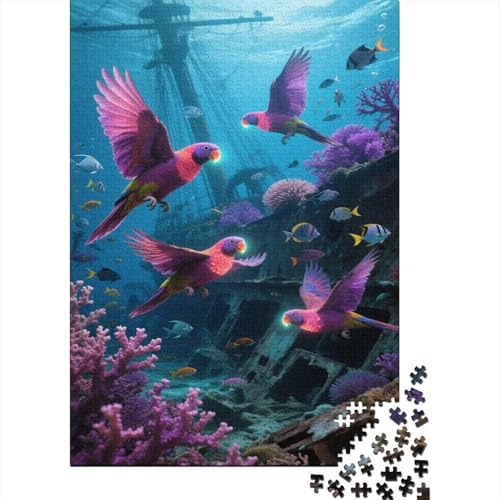 Papagei Puzzles 1000 Teile Schwer Puzzle Spielzeug Pädagogisches Spiel Impossible Unterwasserschiffwrack Herausforderung Spielzeug Für Erwachsene Und Kinder Ab 14 Jahren 1000pcs (75x50cm) von CCIZFMQ