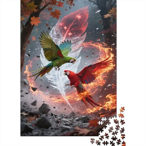 Papagei Puzzles 1000 Teile Schwer Puzzle Spielzeug Pädagogisches Spiel Impossible Waldflammen Herausforderungsspielzeug Für Erwachsene Und Kinder Ab 12 Jahren 1000pcs (75x50cm) von CCIZFMQ