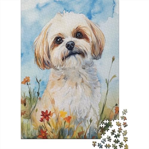 Papillonhund Puzzles 1000 Teile Schwer Puzzle Spielzeug Lernspiel Impossible Blume Field Herausforderungsspielzeug Für Erwachsene Kinder 1000pcs (75x50cm) von CCIZFMQ