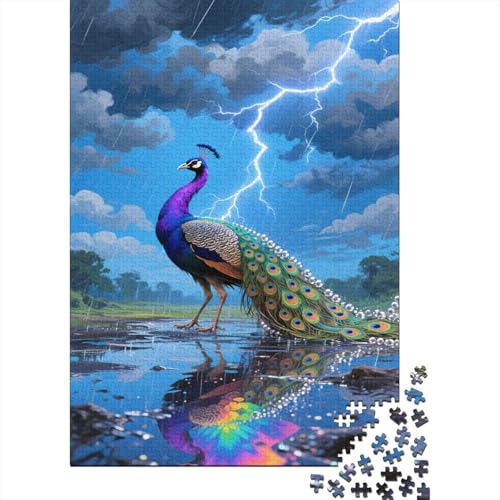 Pfauen Puzzle 1000-teilige Schwer Puzzle Spielzeug Lernspiel Impossible Storm Lightning Herausforderungsspielzeug Für Erwachsene Und Kinder in Bewährter 1000pcs (75x50cm) von CCIZFMQ