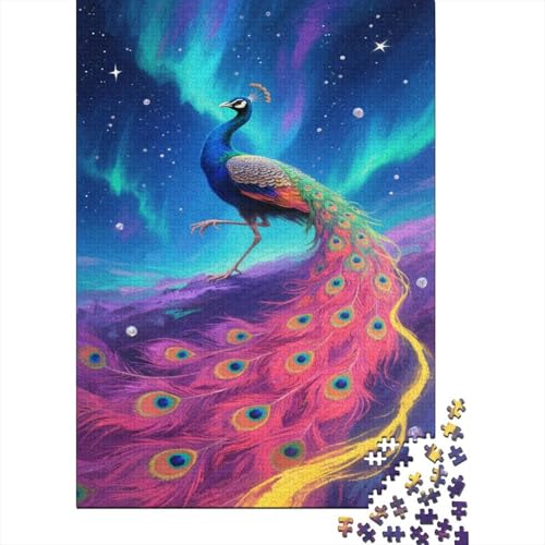 Pfauen Puzzle 1000-teilige Schwer Puzzle Spielzeug Pädagogisches Spiel Impossible Nordlichter Herausforderung Spielzeug Für Erwachsene Kinder 1000pcs (75x50cm) von CCIZFMQ