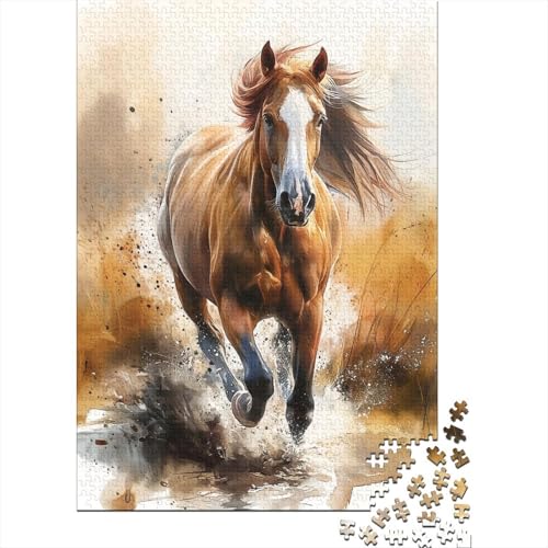 Pferd Puzzles 1000 Teile Schwer Puzzle Spielzeug Lernspiel Impossible Laufendes Grasland Herausforderungsspielzeug Für Erwachsene Und Kinder in Bewährter 1000pcs (75x50cm) von CCIZFMQ