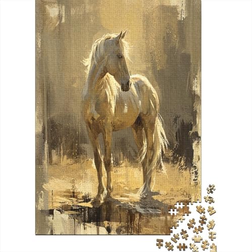 Pferd Puzzles 1000-teilige Schwer Puzzle Spielzeug Lernspiel Impossible Goldener Ton Herausforderungsspielzeug Für Erwachsene Kinder 1000pcs (75x50cm) von CCIZFMQ