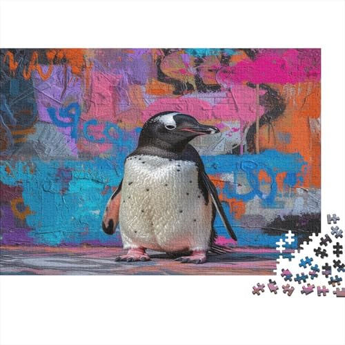 Pinguin Puzzles 1000 Teile Schwer Puzzle Spielzeug Lernspiel Impossible Graffiti Hintergrund Herausforderungsspielzeug Für Erwachsene Und Kinder in Bewährter 1000pcs (75x50cm) von CCIZFMQ