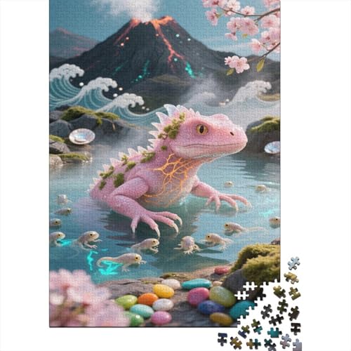 Pink Eidechse Puzzles 1000 Teile Schwer Puzzle Spielzeug Pädagogisches Spiel Impossible Volcano Sea Wave Herausforderung Spielzeug Für Erwachsene Kinder 1000pcs (75x50cm) von CCIZFMQ